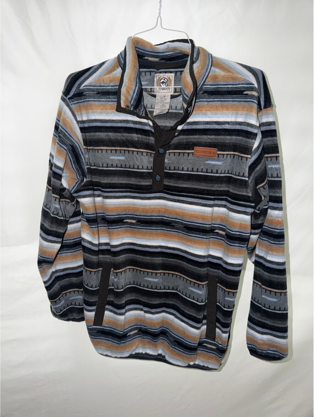 Cinch Men's Medium Pullover Fleece Sweatshirt with Striped Pattern